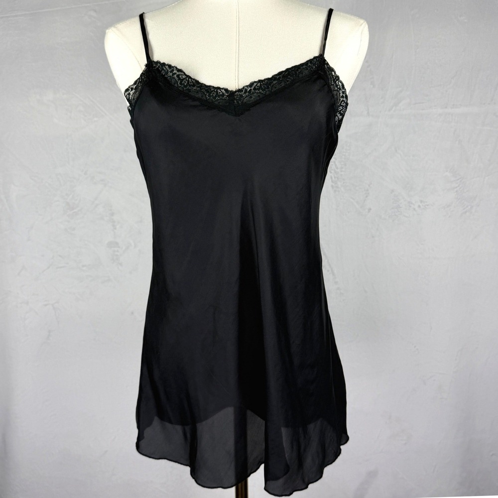 NWT Y2K 4 Love And Liberty Johnny Was Black Silk Lace Slip Top Whimsigoth Size S